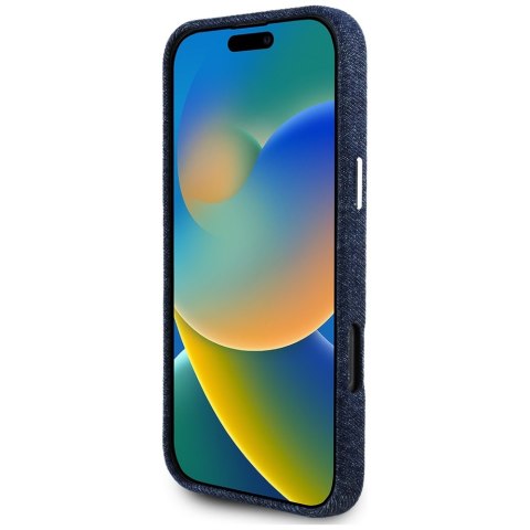 Guess Nakładka HC MagSafe FW Denim Triangle Logo do iPhone 16 Pro Niebieska