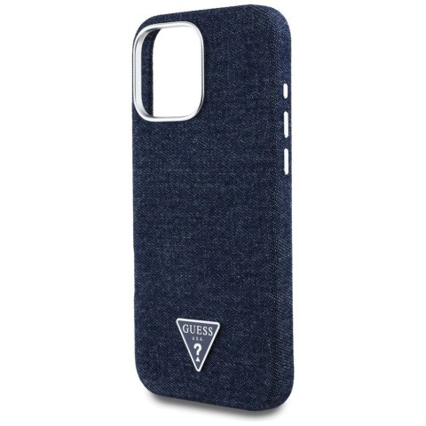 Guess Nakładka HC MagSafe FW Denim Triangle Logo do iPhone 16 Pro Niebieska