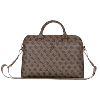 Guess torba Computer Bag 4G Zipper Pocket & Triangle Logo do laptopa 15" brązowa