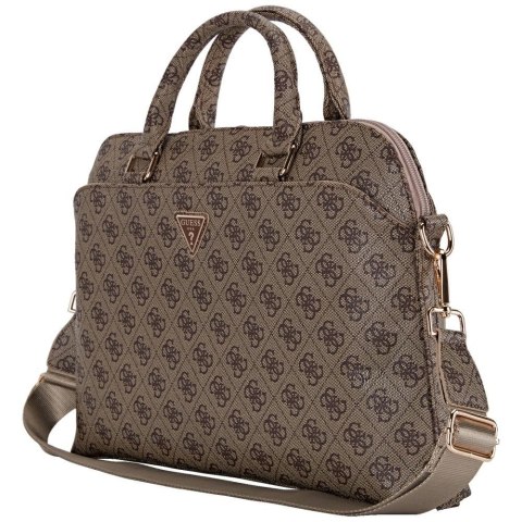 Guess torba Computer Bag 4G Zipper Pocket & Triangle Logo do laptopa 15" brązowa