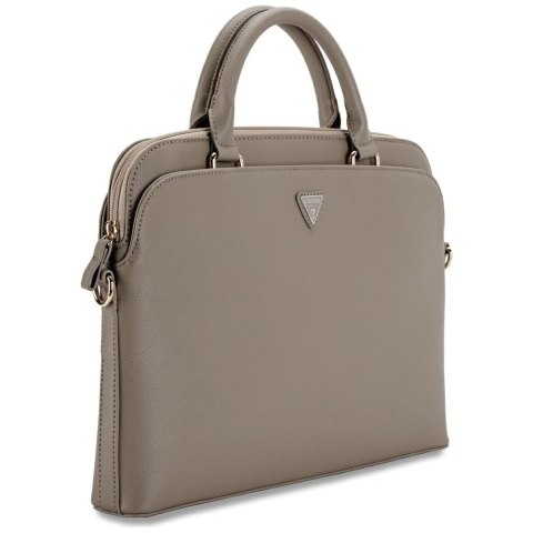 Guess torba Computer Bag Grained PU Zipper Pocket & Triangle Logo do laptopa 15" brązowa