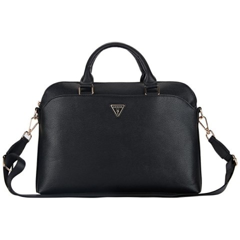 Guess torba Computer Bag Grained PU Zipper Pocket & Triangle Logo do laptopa 15" czarna