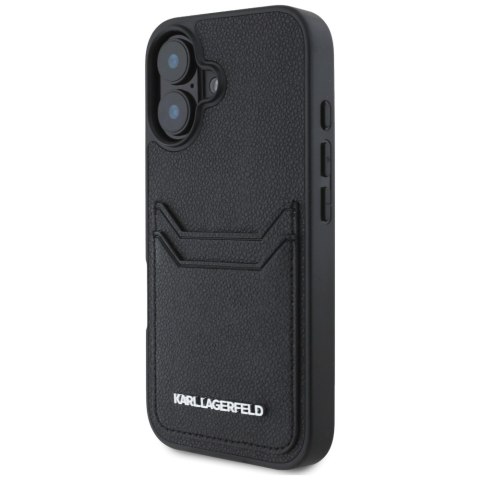 Karl Lagerfeld Nakładka HC Grained PU CardSlot Metal Elong do iPhone 16 Czarna