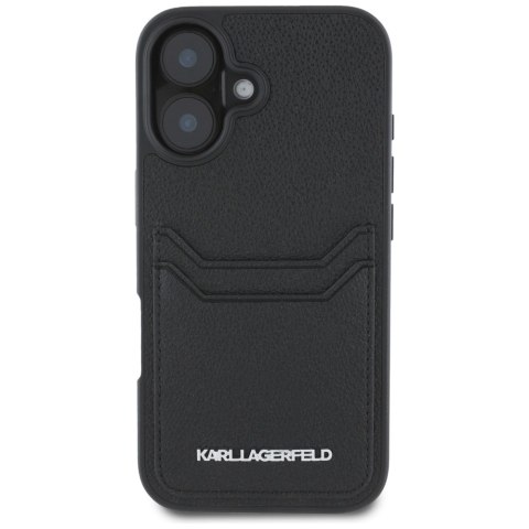 Karl Lagerfeld Nakładka HC Grained PU CardSlot Metal Elong do iPhone 16 Czarna