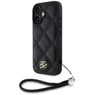 Karl Lagerfeld Nakładka HC Quilted PU Initial Logo & Chain Strap do iPhone 16 Czarna
