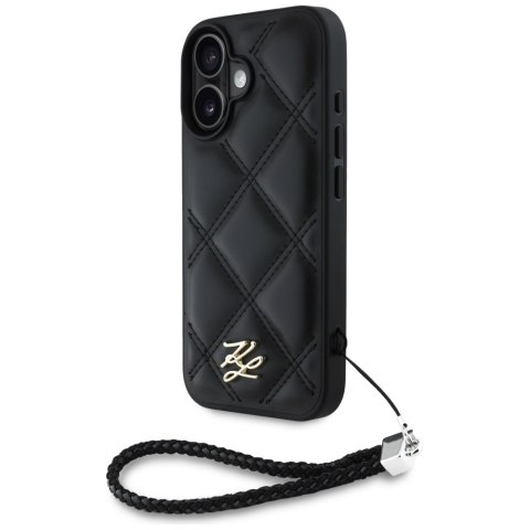 Karl Lagerfeld Nakładka HC Quilted PU Initial Logo & Chain Strap do iPhone 16 Czarna