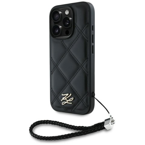 Karl Lagerfeld Nakładka HC Quilted PU Initial Logo & Chain Strap do iPhone 16 Pro Max Czarna