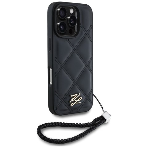 Karl Lagerfeld Nakładka HC Quilted PU Initial Logo & Chain Strap do iPhone 16 Pro Max Czarna