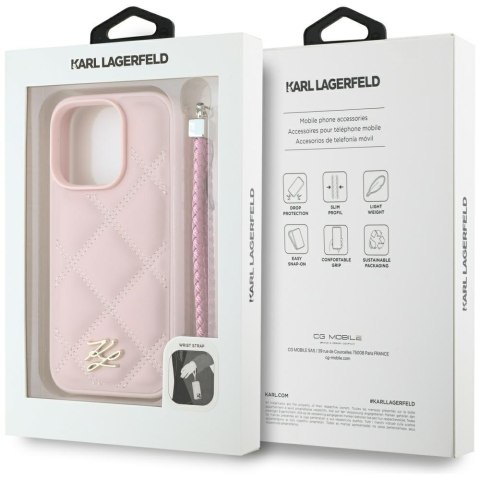 Karl Lagerfeld Nakładka HC Quilted PU Initial Logo & Chain Strap do iPhone 16 Pro Różowa