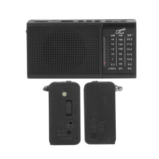 LTC przenośne radio REGA, USB, TF, AUX, mini latarka LED, czarne