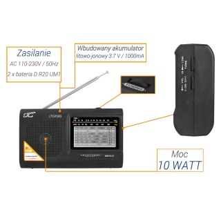 LTC przenośne radio WILGA, czarne