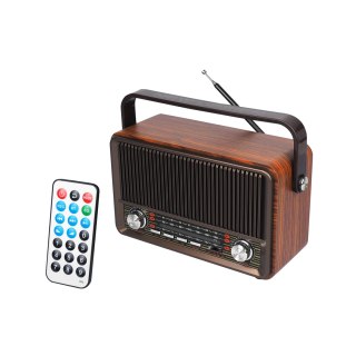LTC przenośne radio retro RABA, pilot, Bluetooth, FM, USB, SD, AUX, brązowe