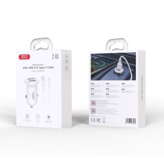 XO ładowarka samochodowa CC67 12W 2x USB czarna + kabel USB - USB-C