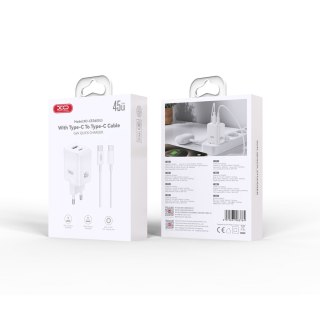 XO ładowarka sieciowa CE36 PD 45W 1x USB-C 1x USB biała + kabel USB-C - USB-C