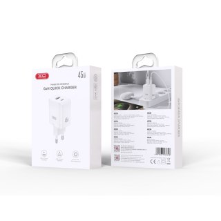 XO ładowarka sieciowa CE36 PD 45W 1x USB-C 1x USB biała