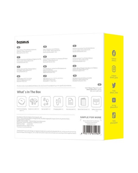 Baseus bezprzewodowe słuchawki TWS Bowie E19 czarne