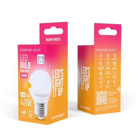 Forever Light Żarówka LED E27 G45 4.2W 480lm 3000K klasa E