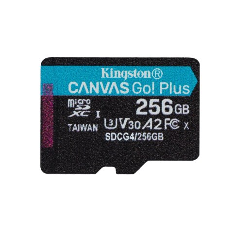 Kingston karta pamięci 256GB microSDXC Canvas Go Plus Gen4 200MB/s A2 U3 V30 + adapter