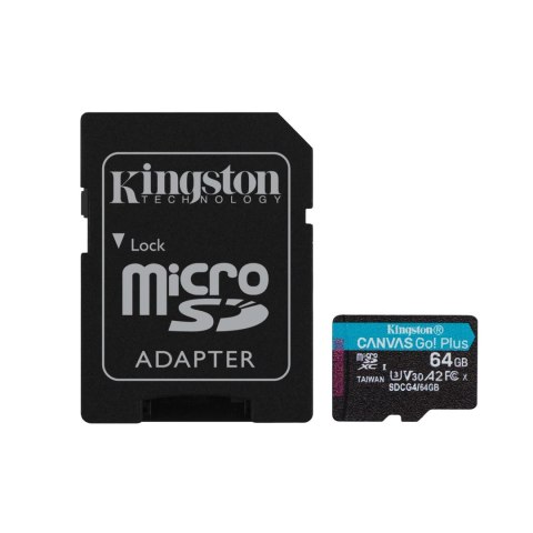 Kingston karta pamięci 64GB microSDXC Canvas Go Plus Gen4 200MB/s A2 U3 V30 + adapter