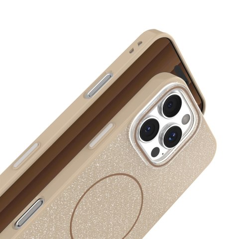 Nakładka Glitter Thin Mag do iPhone 16e brązowa
