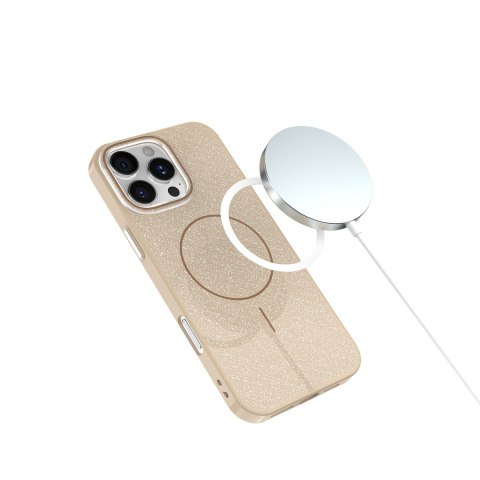 Nakładka Glitter Thin Mag do iPhone 16e brązowa