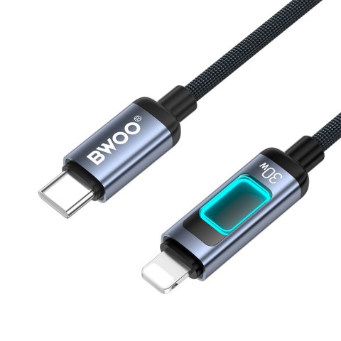 BWOO kabel pleciony z podświetleniem PD 27W X324CL USB-C - Lightning