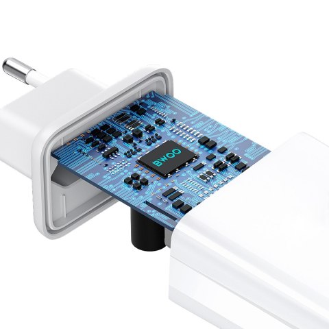 BWOO ładowarka sieciowa CDA182 QC 1x USB-A + 1x USB-C 3,8A 38W z kablem USB-C 1 m biała