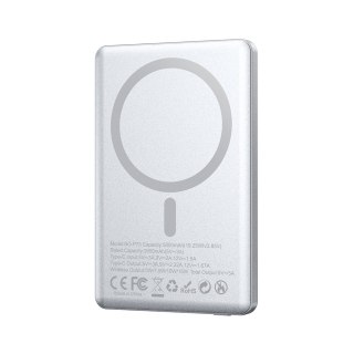 BWOO power bank magnetyczny P75 PD 20W 5000 mAh z wyświetlaczem i portem USB-C srebrny