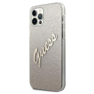 Guess nakładka do iPhone 12 / 12 Pro 6,1" GUHCP12MPCUGLSGO złota hard case Glitter Gradient Script