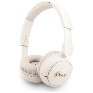 Guess słuchawki nauszne bezprzewodowe BT HEADPHONES SCRIPT METAL LOGO beżowe
