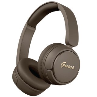 Guess słuchawki nauszne bezprzewodowe BT HEADPHONES SCRIPT METAL LOGO brązowe