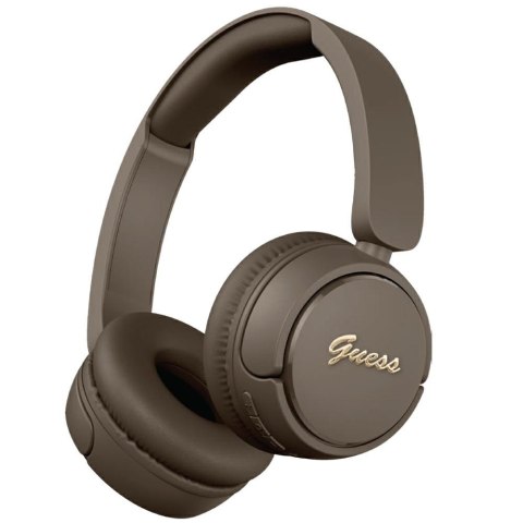 Guess słuchawki nauszne bezprzewodowe BT HEADPHONES SCRIPT METAL LOGO brązowe