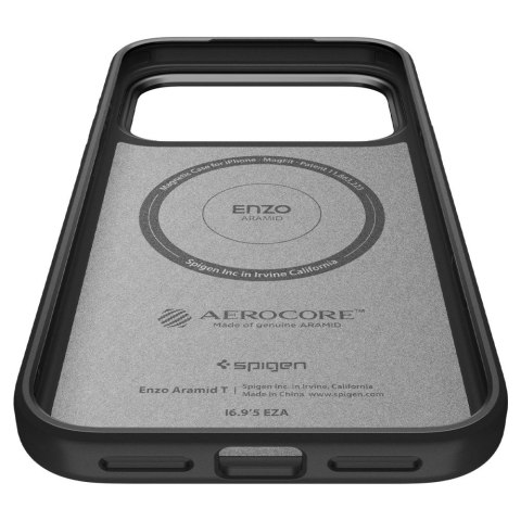 Spigen nakładka Enzo Aramid "T" Mag Magsafe do iPhone 17 Pro czarna