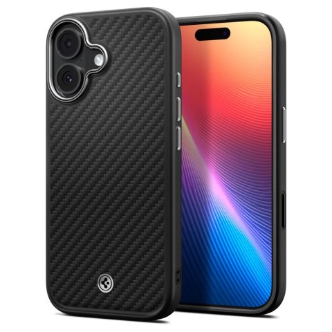 Spigen nakładka Enzo Aramid "T" Mag Magsafe do iPhone 17 czarna/srebrna