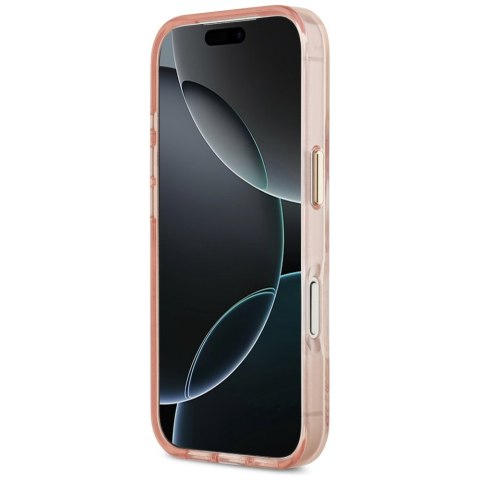 Guess Nakładka Magsafe Pc TPU Case Jungle Tonal Pattern With Printed Logo Triangle And Metal Camera Frame Do iPhone 17 Pro Różow