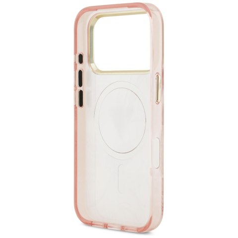 Guess Nakładka Magsafe Pc TPU Case Jungle Tonal Pattern With Printed Logo Triangle And Metal Camera Frame Do iPhone 17 Pro Różow