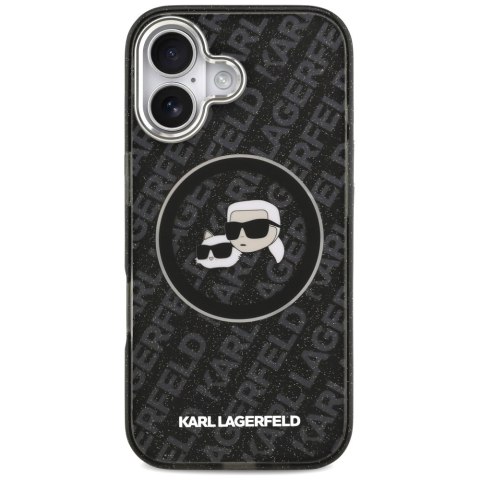 Karl Lagerfeld nakładka Magsafe IML glitter case metal camera frame and buttons Karl and Choupette heads on KL repeated logo do 