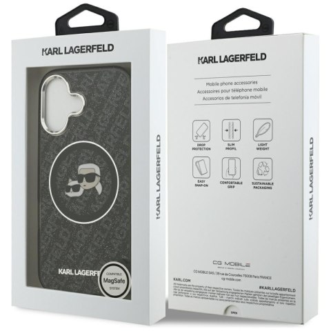Karl Lagerfeld nakładka Magsafe IML glitter case metal camera frame and buttons Karl and Choupette heads on KL repeated logo do 