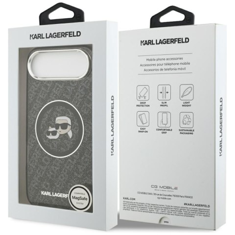 Karl Lagerfeld nakładka Magsafe IML glitter case metal camera frame and buttons Karl and Choupette heads on KL repeated logo do 