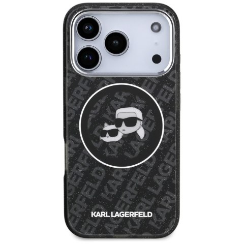 Karl Lagerfeld nakładka Magsafe IML glitter case metal camera frame and buttons Karl and Choupette heads on KL repeated logo do 