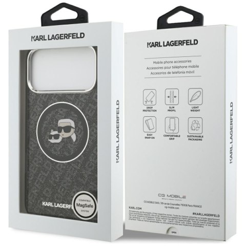 Karl Lagerfeld nakładka Magsafe IML glitter case metal camera frame and buttons Karl and Choupette heads on KL repeated logo do 