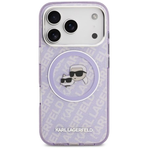 Karl Lagerfeld nakładka Magsafe IML glitter case metal camera frame and buttons Karl and Choupette heads on KL repeated logo do 