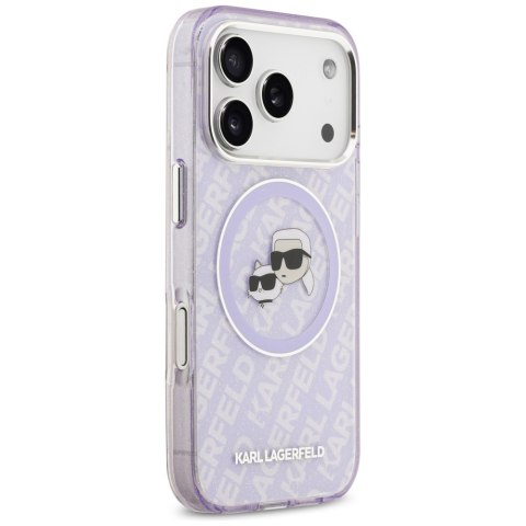 Karl Lagerfeld nakładka Magsafe IML glitter case metal camera frame and buttons Karl and Choupette heads on KL repeated logo do 