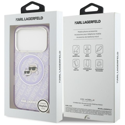 Karl Lagerfeld nakładka Magsafe IML glitter case metal camera frame and buttons Karl and Choupette heads on KL repeated logo do 