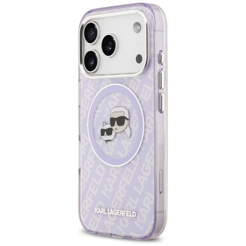 Karl Lagerfeld nakładka Magsafe IML glitter case metal camera frame and buttons Karl and Choupette heads on KL repeated logo do 