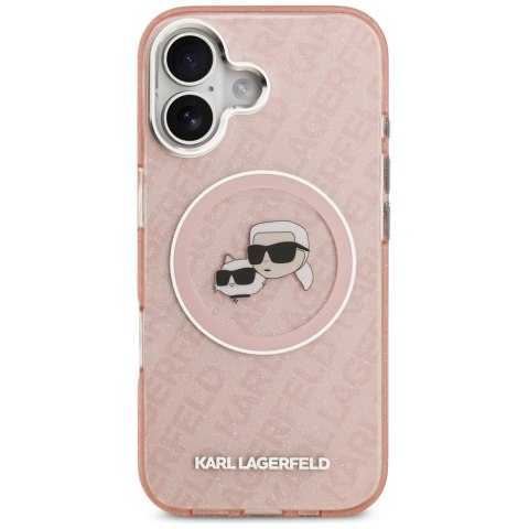 Karl Lagerfeld nakładka Magsafe IML glitter case metal camera frame and buttons Karl and Choupette heads on KL repeated logo do 