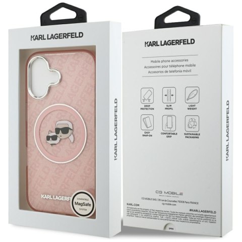 Karl Lagerfeld nakładka Magsafe IML glitter case metal camera frame and buttons Karl and Choupette heads on KL repeated logo do 
