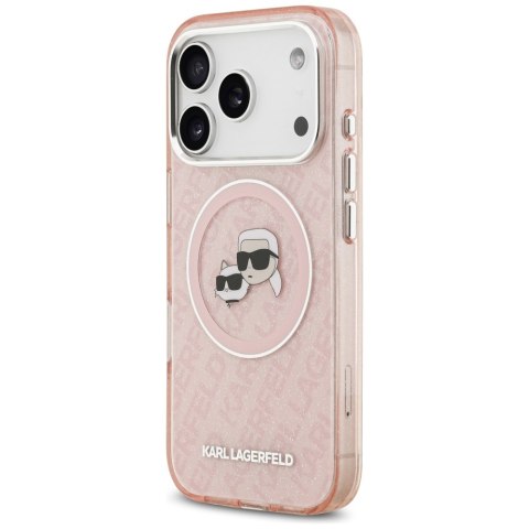 Karl Lagerfeld nakładka Magsafe IML glitter case metal camera frame and buttons Karl and Choupette heads on KL repeated logo do 