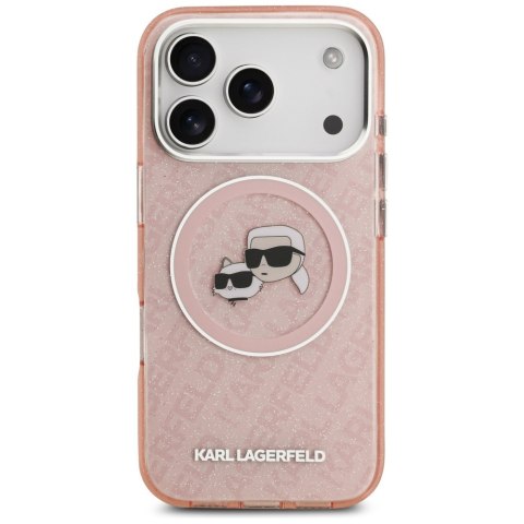 Karl Lagerfeld nakładka Magsafe IML glitter case metal camera frame and buttons Karl and Choupette heads on KL repeated logo do 