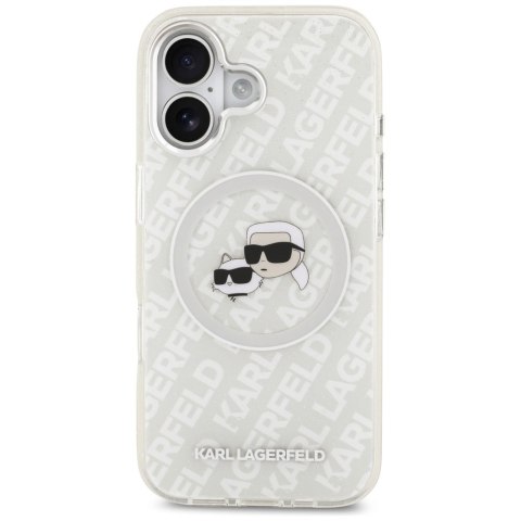 Karl Lagerfeld nakładka Magsafe IML glitter case metal camera frame and buttons Karl and Choupette heads on KL repeated logo do 